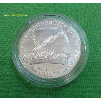 Монета 1 доллар США 1987 г. "200 лет конституции". Серебро.
